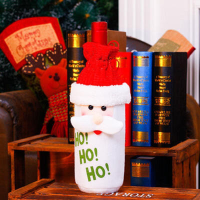 

US Stock Christmas Wine Bottle Cover Candy Bag Xmas Santa Reindeer Snowman Decor