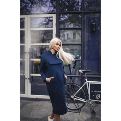 

Fashion Women Casual Dress Long Sleeve Hoodie Hooded Jumper Pockets Sweater Top