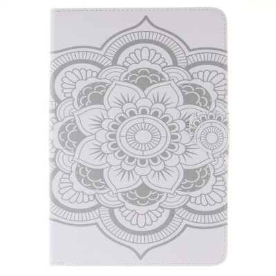 

White flowers Style Embossing Classic Flip Cover with Stand Function and Credit Card Slot for iPad Mini 4