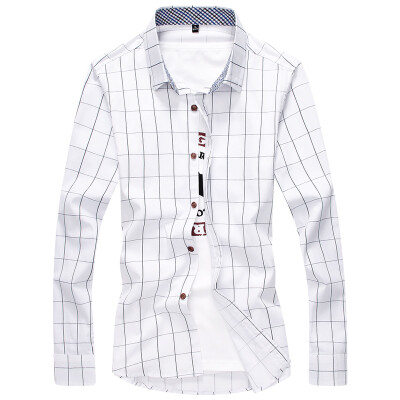 

GEEDO Men Korea Style Slim-Fit Grid Long Sleeve Shirt