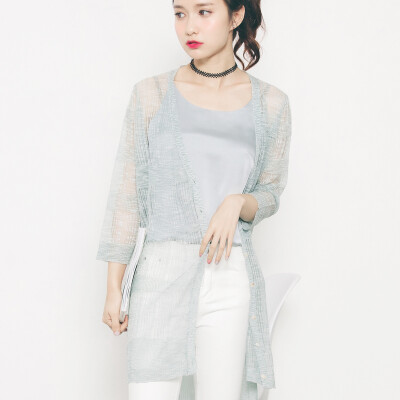 

VIVAHEART Korean casual loose loose hollow linen knit cardigan VWYC172440 crystal green all