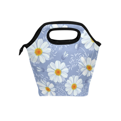 

Insulated Lunch Tote Bag Beautiful Flower Travel Picnic Lunch Handbags Portable Zipper Lunch Bag Box