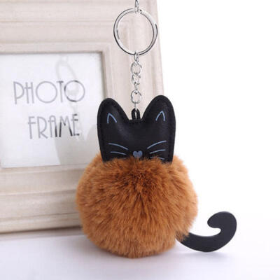 

Artificial Fur Fluffy Cat Key Kitty Chain Key Ring Handbag Car Pendant UK STOCK