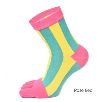 

Men Women Five Fingers Cotton Socks Women Warm Sport Casual Striped Toe Socks