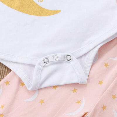 

3Pcs Newborn Infant Baby Boys Girls Tops Romper Pants Home Outfits Set Clothes