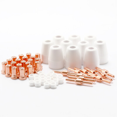 

60PCS Copper Extended Long Plasma Cutter Tip Electrode Nozzle Shieded-cup Gas Ring Kit Consumable For PT-31 L-G-40 Cutting Torch