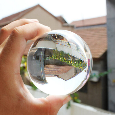 

80mm Clear Round Glass Artificial Crystal Healing Ball Sphere Decoration