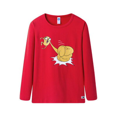 

Three guns dits neutral red red skin moisturizing cotton children's round neck long sleeve shirt 2C019A0 red 130