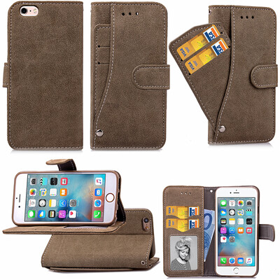 

Gray Design PU Leather Flip Cover Wallet Card Holder Case for IPHONE 66S