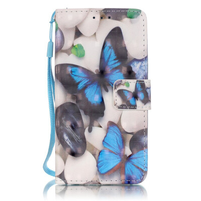 

Blue Butterfly Design PU Leather Flip Cover Wallet Card Holder Case for SAMSUNG A310