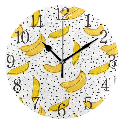 

Wall Clock Arabic Numerals Design Banana Pattern Round
