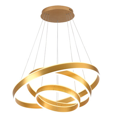 

Contracted&Contemporary Sitting Room Droplight Acrylic LED Golden Circle Ring Hotel Restaurant Mall Office Lighting