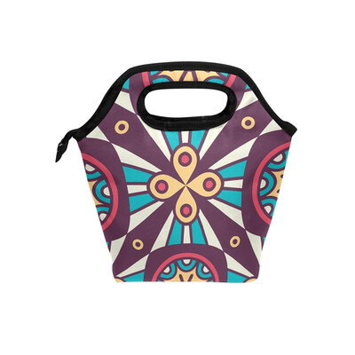 

Insulated Lunch Tote Bag Retro Pattern Travel Picnic Lunch Handbags Portable Zipper Lunch Bag Box