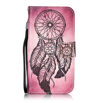 

Maroon Wind Chimes Design PU Leather Flip Cover Wallet Card Holder Case for LG X Screen