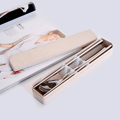 

Jingdong Supermarket Sunshine flying song 304 stainless steel chopsticks spoon fork Korean tableware portable box student chopsticks spoon fork three sets