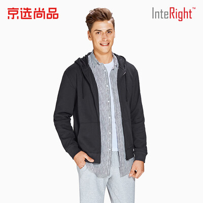 

JXUAN still goods �INTERIGHTINTERIGHT sweater mens hooded cardigan terry sweater coat black XL