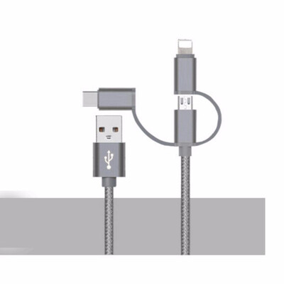 

OLOEY three in one data line is suitable for Apple Android Type-C metal three Nylon Braided charging line