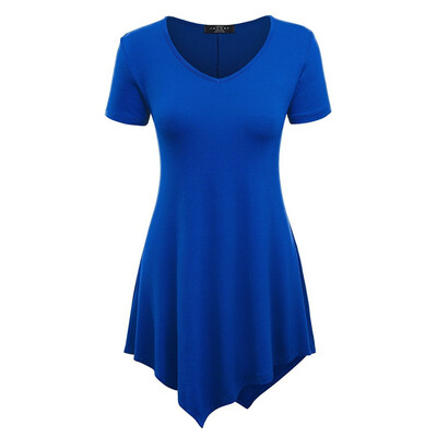 

V-Neck Handkerchief Hem Long Tunic Shirt Top For Women Plus Size