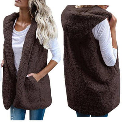 

Women Vest Hooded Loose Slim Coat Thicken Jacket Warm Outwear Overcoat Size S-XL