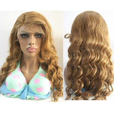 

NLW European virgin human hair Body wave Full lace wigs with baby hair 27 Dark blonde color