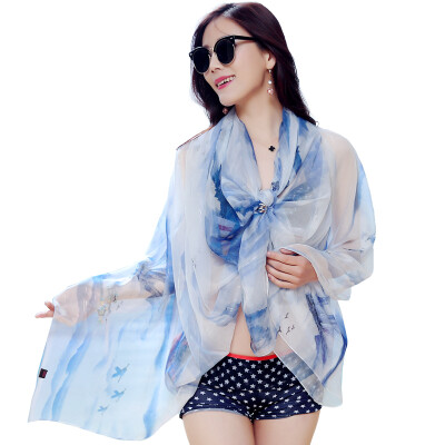 

Jingdong supermarket] Lan Shiyu LANSHIYU W0221 scarves female spring and summer sunscreen beach towel sunscreen air conditioning large shawl orange