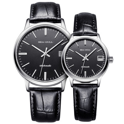 

Seagull (SeaGull) watch business casual series couple on the table automatic mechanical watch black belt D101 + D101L