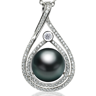 

Rare treasures glittering sea water black pearl pendant necklace female