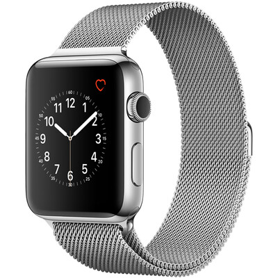 

Смарт-часы Apple, часы серии 2 (42 мм корпус из нержавеющей стали миланцы полоса GPS 50 метров водонепроницаемая Bluetooth MNPU2CH / A)