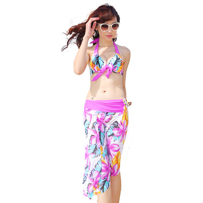 

QIHAI Ladies swimsuits with steel brackets chests three-piece swimwear