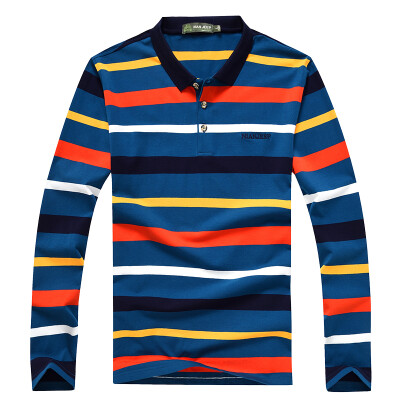 

NIANJEEP Men's lapel comfortable striped t-shirt