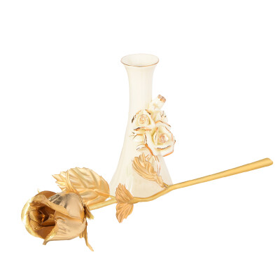 

Eiskey Gold Rose Rose Gold Rose Valentine's Day Gift Presentation Gift Gold-plated Rose Girlfriend Birthday Gift Full Bloom + Ceramic Vase Gift Box