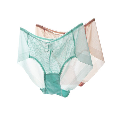 

Playboy 3923 Seamless Women&39s Underwear Female Triangle Underwear Transparent Waist Bows Sexy Lace Underwear Female Mint Green Skin 2 Pack XL