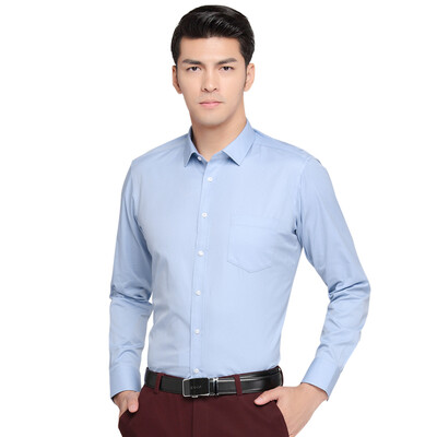 

Red Bean Hodo Men Business Dressup Простой Чистый Slim Мужская длинная рукава B05 Синяя 39