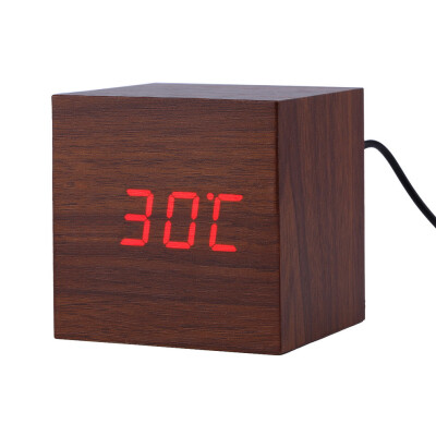 

Modern Wooden Wood Digital LED Desk Alarm Clock Thermometer Timer Calendar