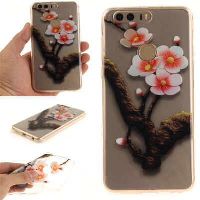 

Four plum blossoms Pattern Soft Thin TPU Rubber Silicone Gel Case Cover for HUAWEI Honor 8