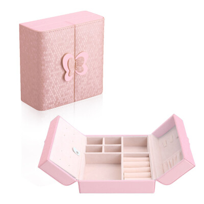 

Her American-style princess jewelry box jewelry store storage box creative gift to send love 520 gift double open butterfly necklace bracelet ring box cherry powder SH003