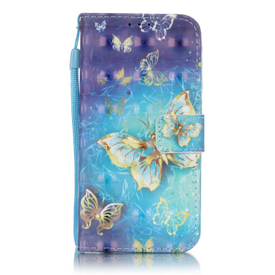 

Golden Butterfly Design PU Leather Flip Cover Wallet Card Holder Case for SAMSUNG S6