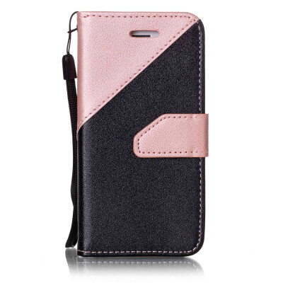 

Black + rose gold Design PU Leather Wallet Case Classic Flip Cover with Stand Function and Credit Card Slot for IPHONE 5/5S/5SE