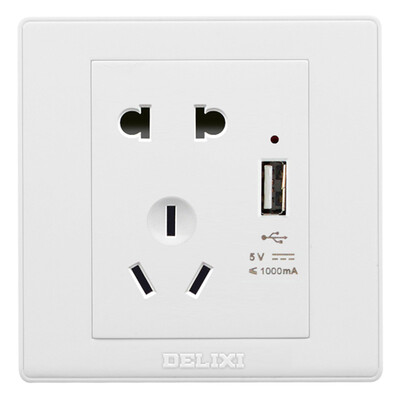 

Панель разъемов Delixi (DELIXI) с разъемом USB с пятью отверстиями Ya white series