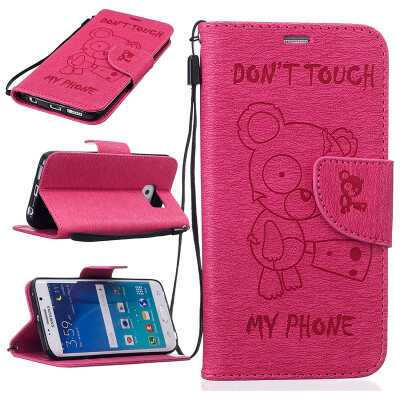 

Rose red Bear Style Embossing Classic Flip Cover with Stand Function and Credit Card Slot for SAMSUNG GALAXY S6 Edge