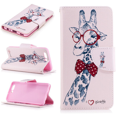 

Giraffe Design PU Leather Flip Cover Wallet Card Holder Case for HUAWEI P10