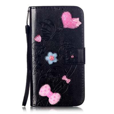 

Black Flower Design PU Leather Flip Cover Wallet Card Holder Case for HUAWEI HONOR 5X