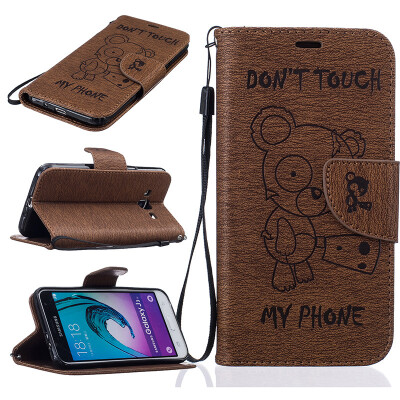 

coffee Bear Style Embossing Classic Flip Cover with Stand Function&Credit Card Slot for SAMSUNG GALAXY J3J3 2016 J320