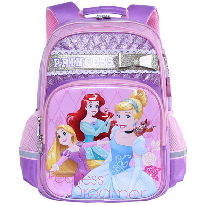 

Disney Princess Disney Детские книги Женские принты Мультфильм Рюкзак Начальная школа Студенческая школьная сумка PB0355B Розовый фиолетовый