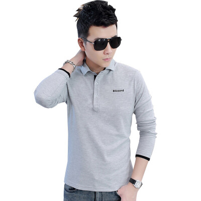 

MSEK Korea Style Long-SleeveLapel-Collar POLO Shirt