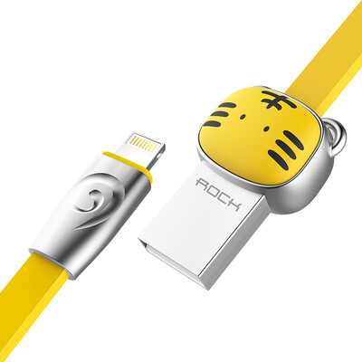 

Rocket (ROCK) Apple data cable цинковый сплав телефон зарядный кабель мультфильм милый тигр для iPhoneX / 10 / 8Plus / 7 / 6s / SE / 5 / iPad 1 м желтый