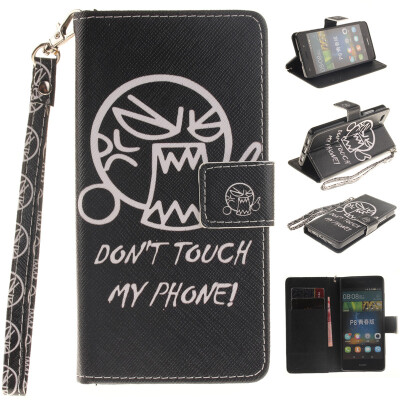 

Do not touch me Design PU Leather Flip Cover Wallet Card Holder Case for HUAWEI P8 Lite