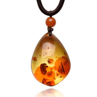 

Ouji Niu amber beeswax water droplets pendant 18K gold beaded pendant men&women pendants certificate Z00634