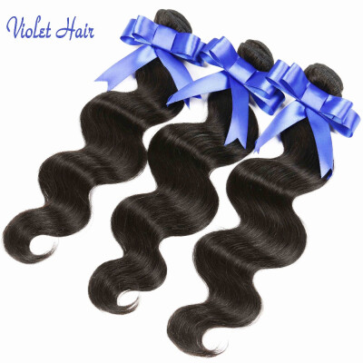 

Violet hair Cheap Brazilian body wave human virgin hair 3 bundle deals natural black color 100g body wave hair extension 3 pcs