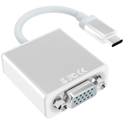 

BIAZE USB3.1 Type-C to vga Converter Тип-в-VGA-интерфейс Проектор Внешняя графика HD 1080p Поддержка Apple Macbook Notebook ZH13- Silver